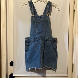 Denim Mini Skirt Overalls